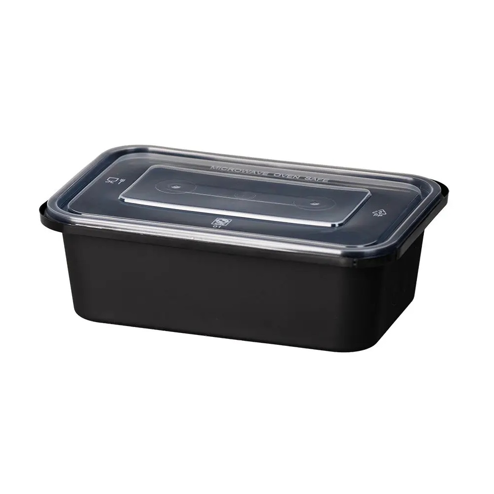 PP Σκεύη Φαγητού Παραλληλόγραμμα με Καπάκι Ασφαλείας Safelock 700ml Clasp To Go 40τμχ Intertan QMF24SF - 2