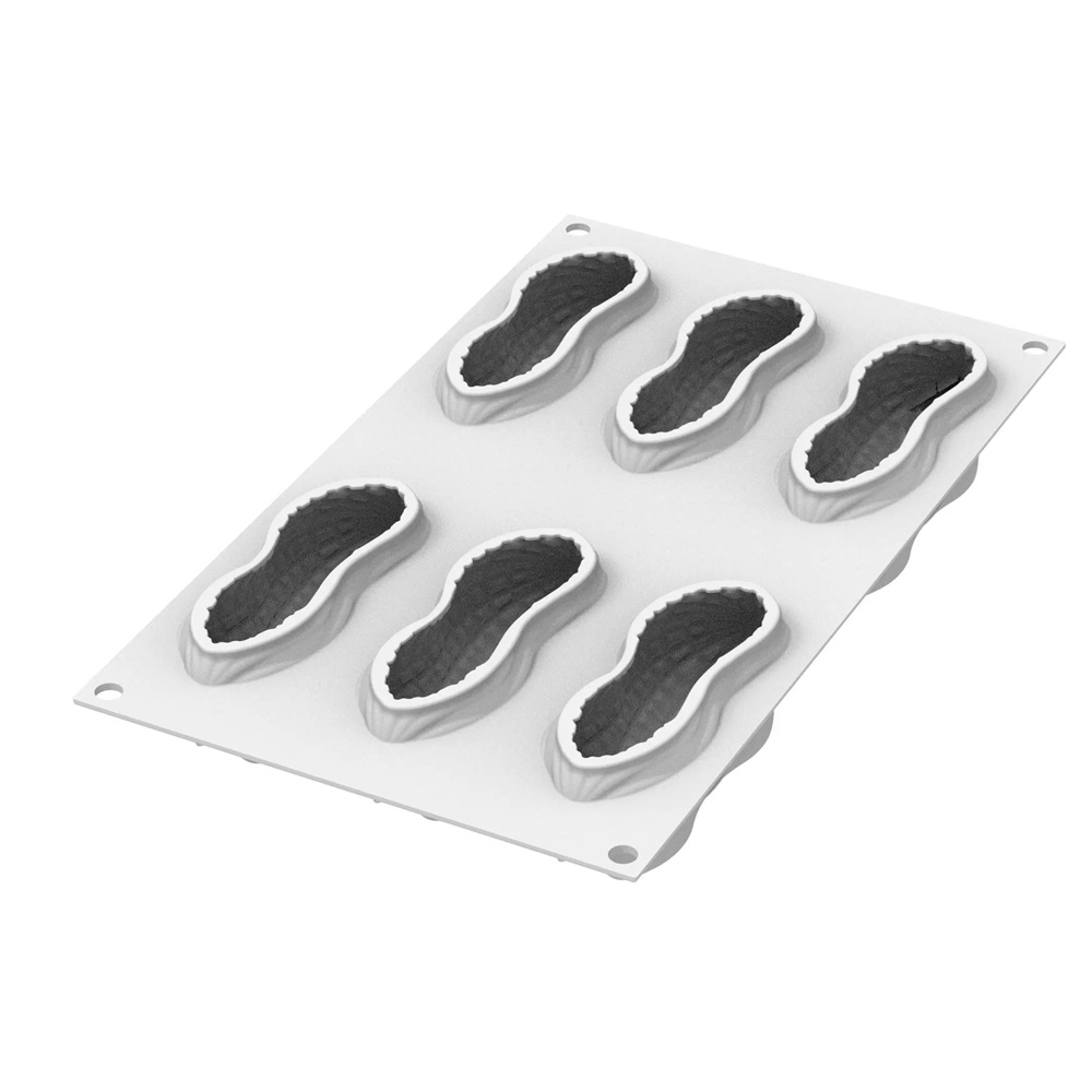 Καλούπι Σιλικόνης Μονής Μερίδας Σχήμα Φιστικιού 6 Θέσεων 107x43x40mm Silikomart Arachide 100 36.484.87.0065 - 1