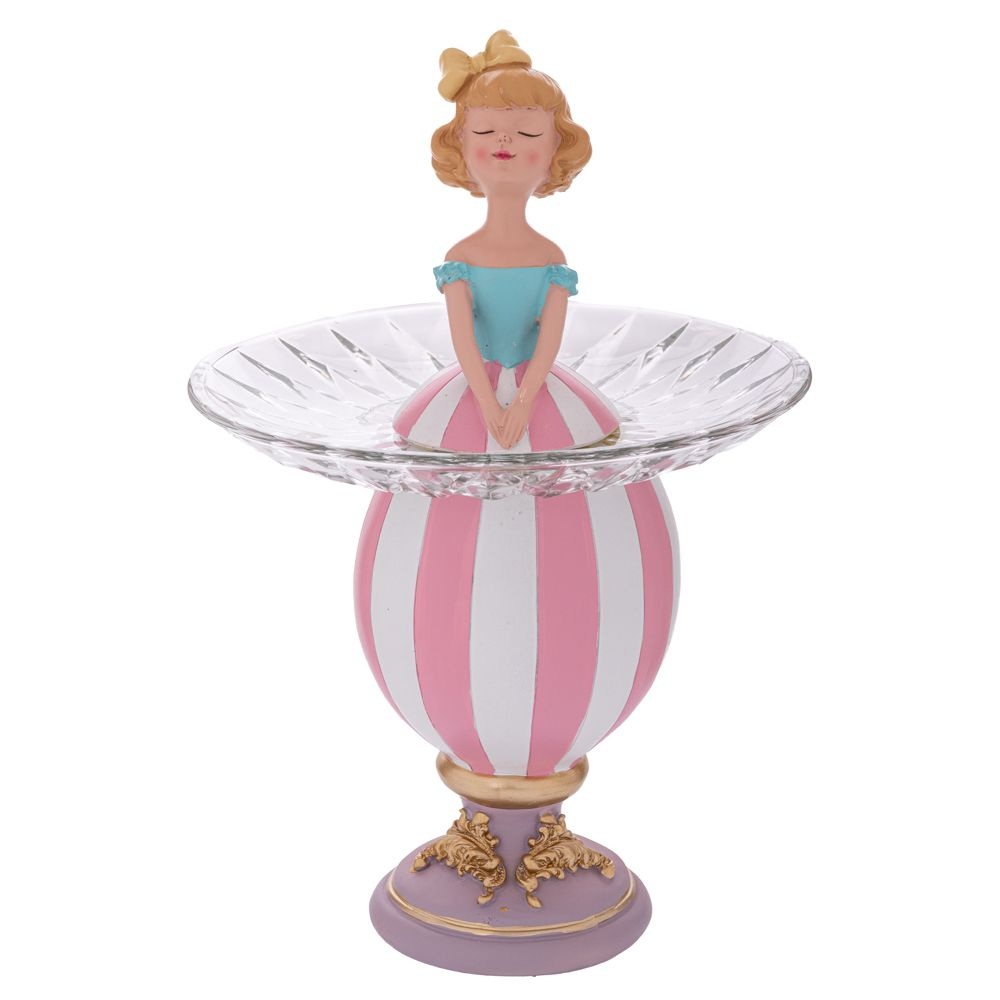 Πιατέλα Πολυρεζίν Πολύχρωμη με Κοπέλα και Φόρεμα Αυγό 22x22x34εκ 92395 - 