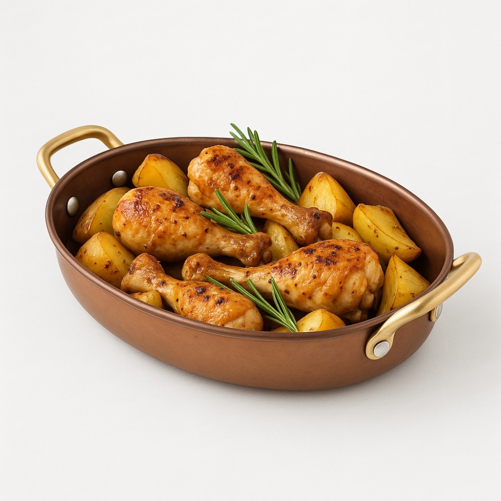 Πιατέλα Οβάλ Inox Copper PVD Ματ 30x21x4 cm με Μπρούτζινα Χερούλια GTSA 53-985 - 2