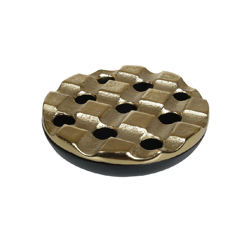 Σταχτοδοχείο Αλουμινίου Στρογγυλό Χρυσό Μαύρο 15,5x4εκ ESPIEL ASR104 - 