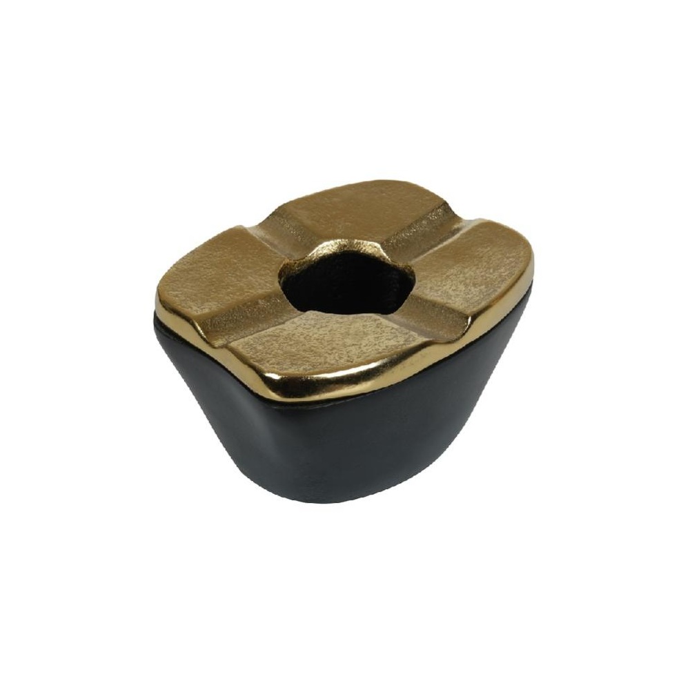 Σταχτοδοχείο Αλουμινίου Ορθογώνιο Χρυσό Μαύρο 13x10,5x7,5εκ ESPIEL ASR105 - 