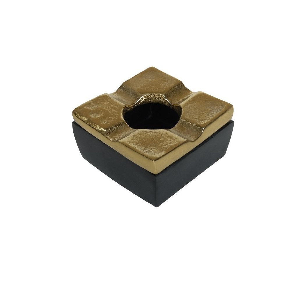 Σταχτοδοχείο Αλουμινίου Τετράγωνο Χρυσό Μαύρο 7,5x4,5εκ ESPIEL ASR106 - 