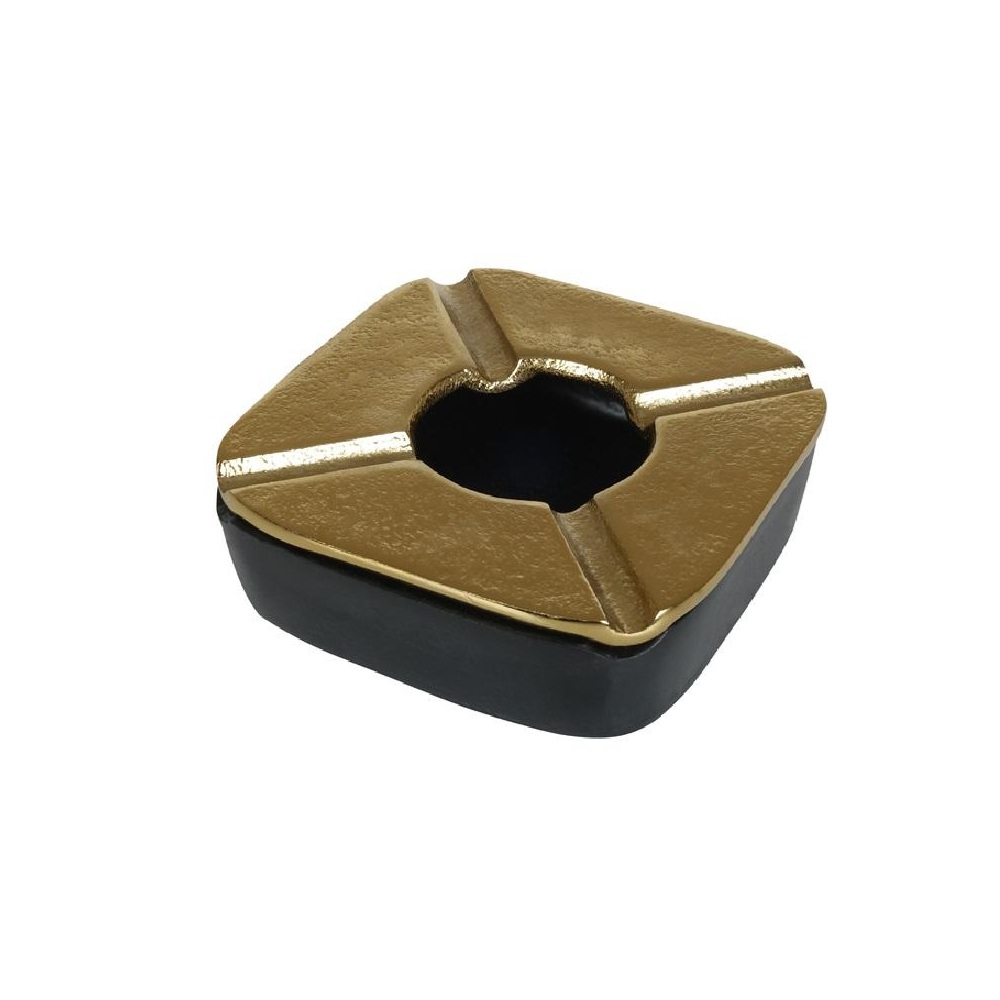 Σταχτοδοχείο Αλουμινίου Τετράγωνο Χρυσό Μαύρο 10,5x10,5x3εκ ESPIEL ASR107 - 