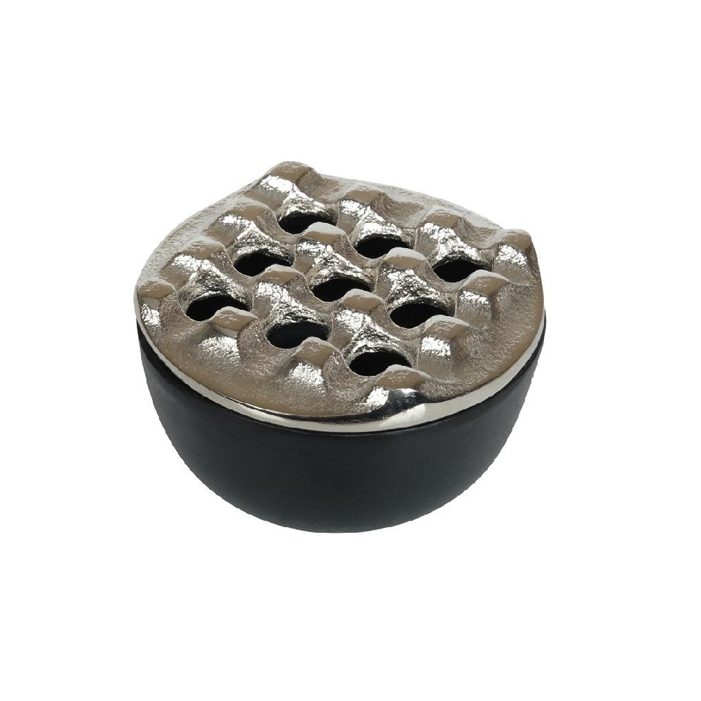 Σταχτοδοχείο Αλουμινίου Στρογγυλό Ασημί Μαύρο 10x5,5εκ ESPIEL ASR110 - 