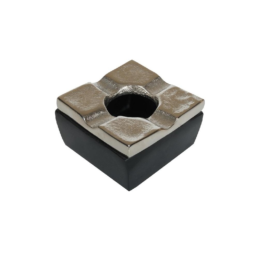 Σταχτοδοχείο Αλουμινίου Τετράγωνο Ασημί Μαύρο 7,5x4,5εκ ESPIEL ASR113 - 