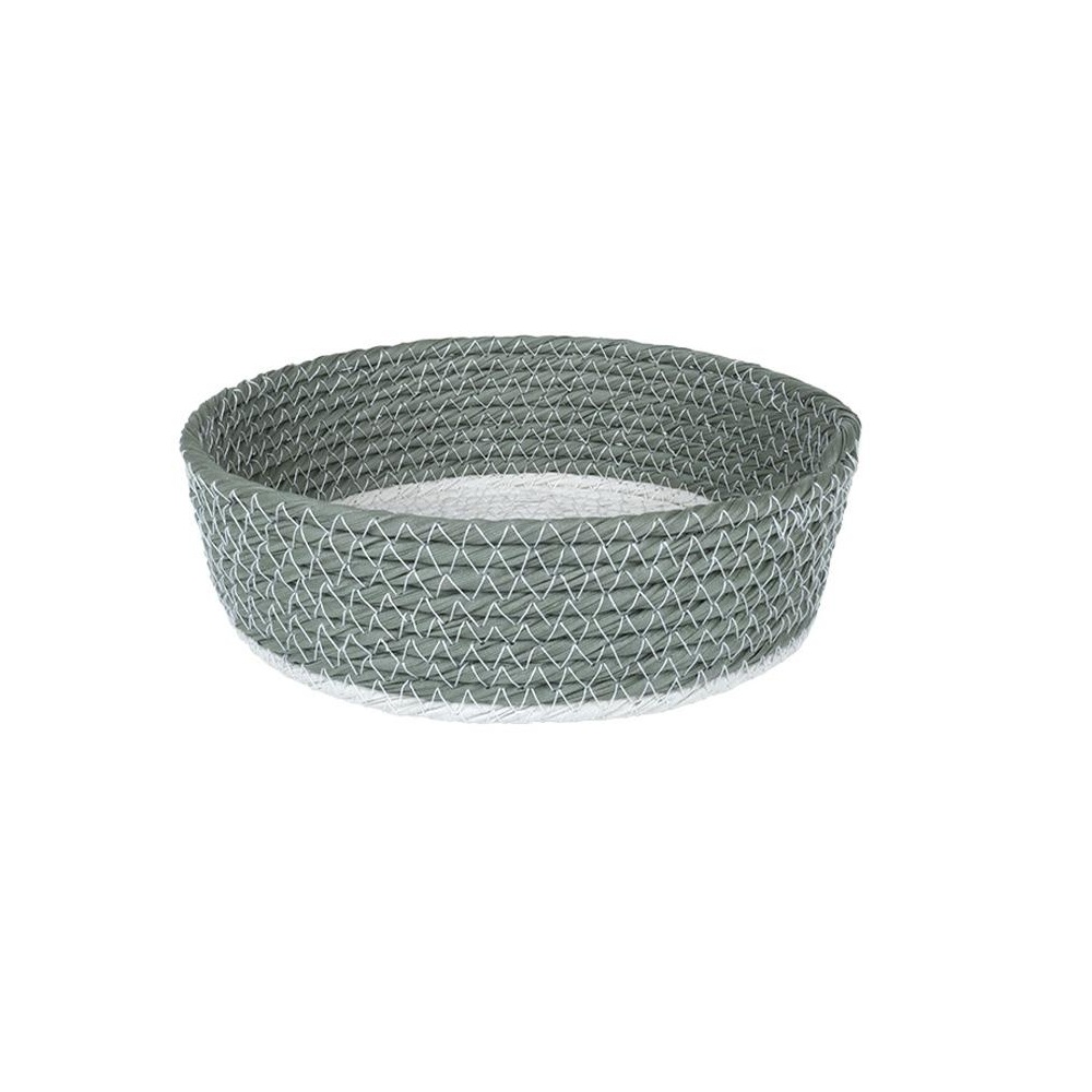 Καλάθι Συνθετικό Rattan Στρογγυλό Χακί Λευκό 18x6εκ ESPIEL FEX103 - 