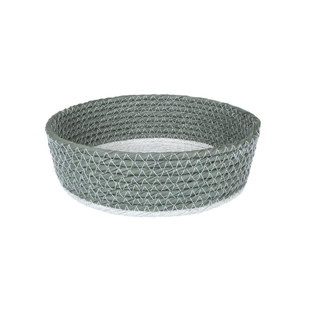 Καλάθι Συνθετικό Rattan Στρογγυλό Χακί Λευκό 20x6εκ ESPIEL FEX104 - 