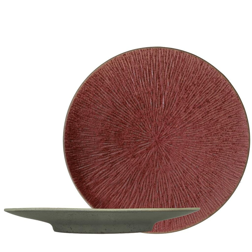 Πιάτο Ρηχό Ανάγλυφο Stoneware Κόκκινο 29x29x2,3cm ESPIEL Soul NIC803 - 