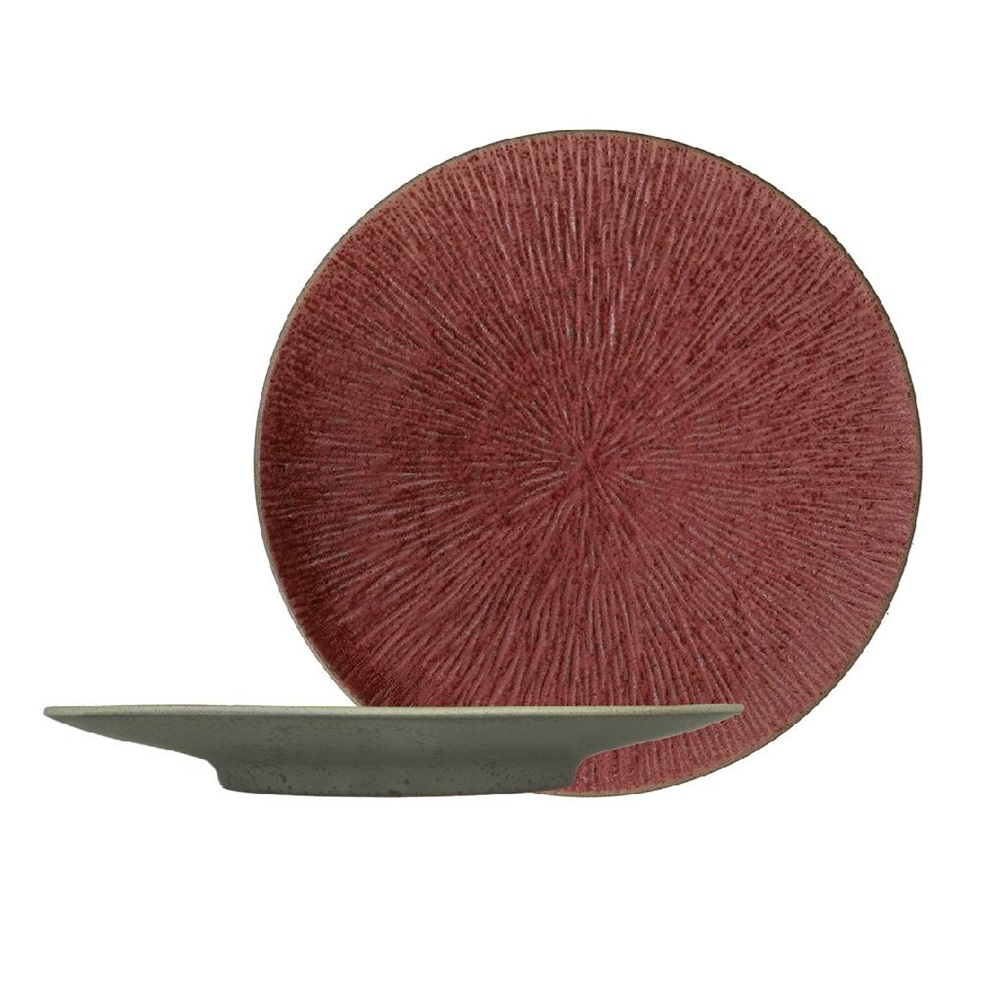 Πιάτο Ρηχό Ανάγλυφο Stoneware Κόκκινο 20x20x2,5cm ESPIEL Soul NIC805 - 