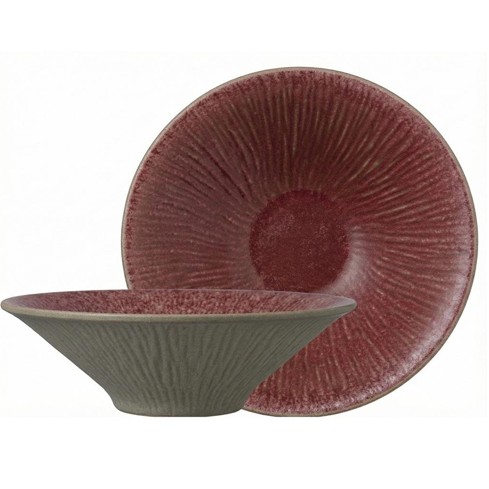 Πιάτο Βαθύ Ανάγλυφο Stoneware Κόκκινο 25x25x7cm ESPIEL Soul NIC806K1 - 1