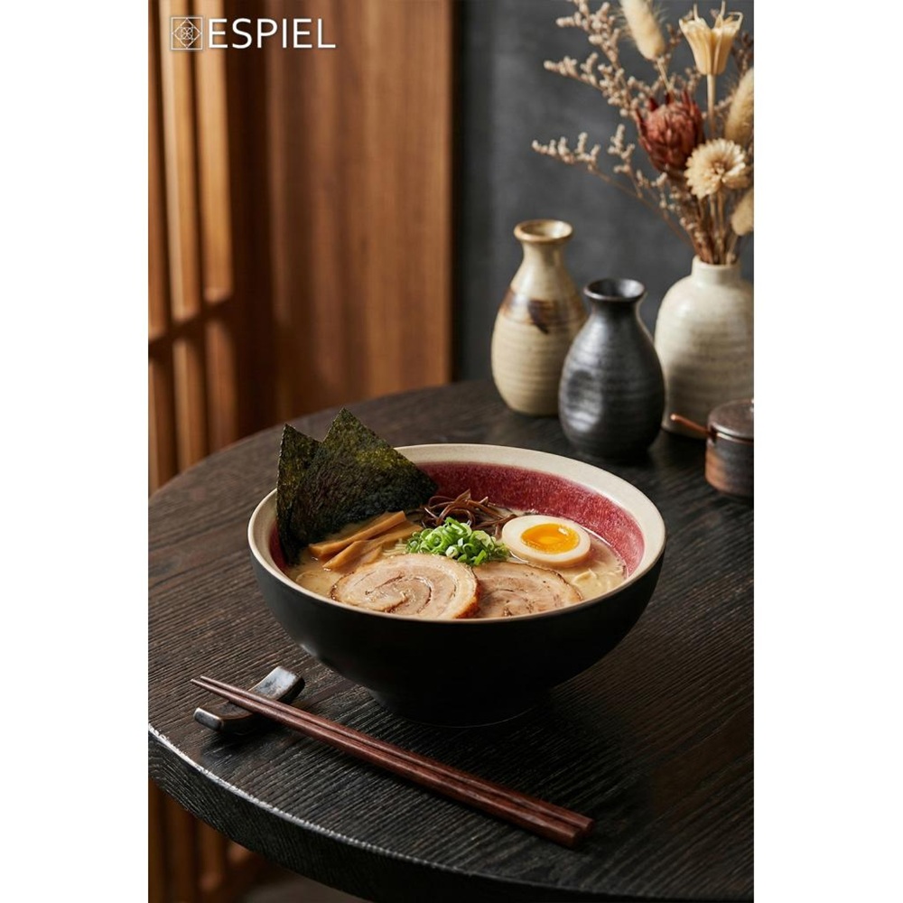 Πιάτο Βαθύ Stoneware Κόκκινο/Μαύρο 600ml 20x20x5cm ESPIEL Passion NIC812K1 - 2