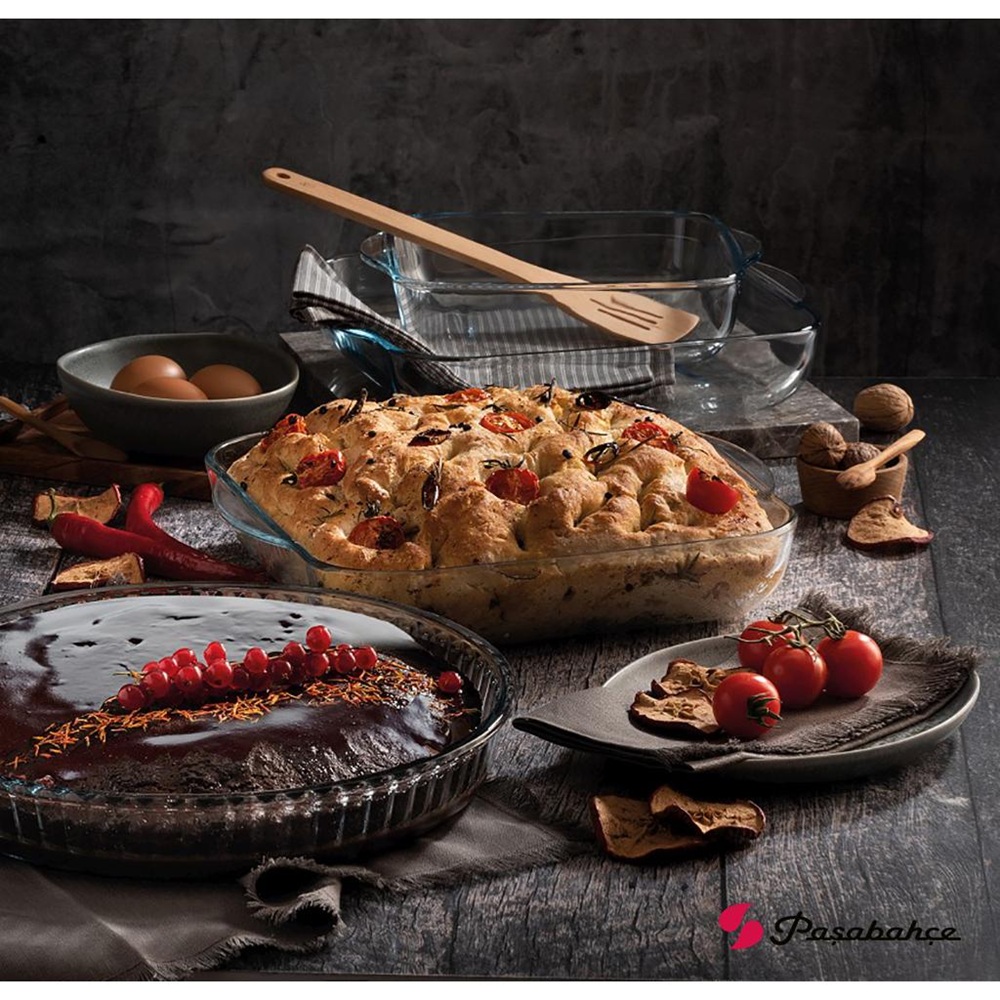 Πυρίμαχο Στρογγυλό Ταψί Grill από Δυσθραυστο Γυαλί 2950ml 31,85x31,85x5cm PASABAHCE Borcam SP59544G1 - 3