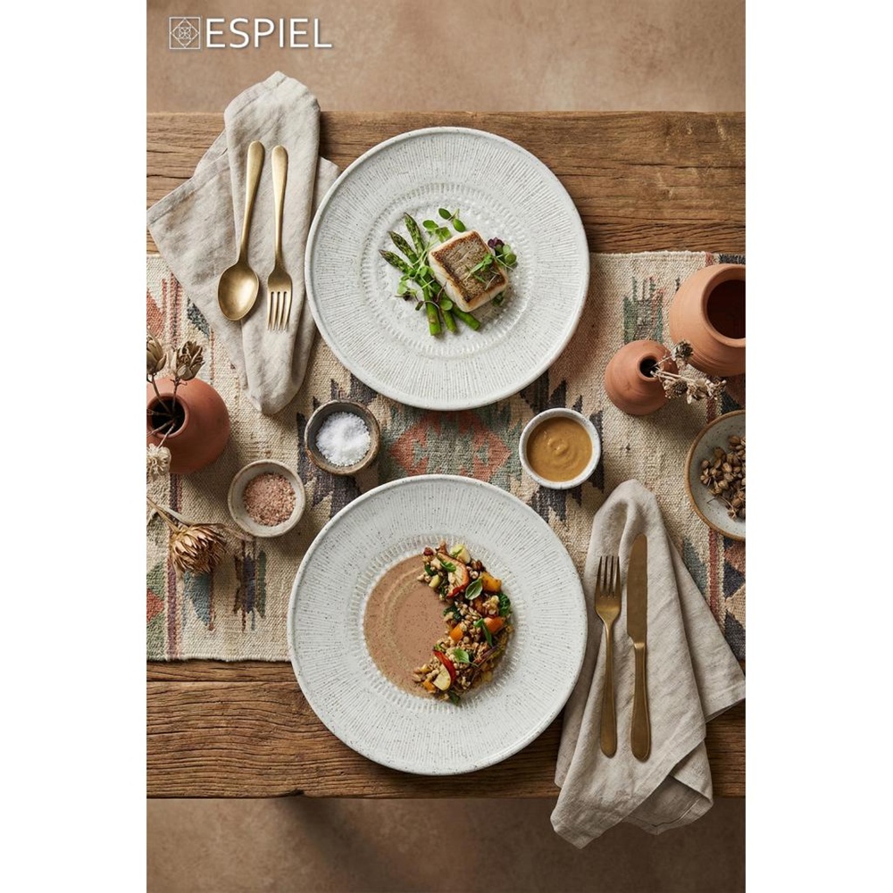 Πιάτο Ρηχό Ανάγλυφο Stoneware Λευκό 20,5x20,5x1,5cm ESPIEL Aztec ZAT101 - 2