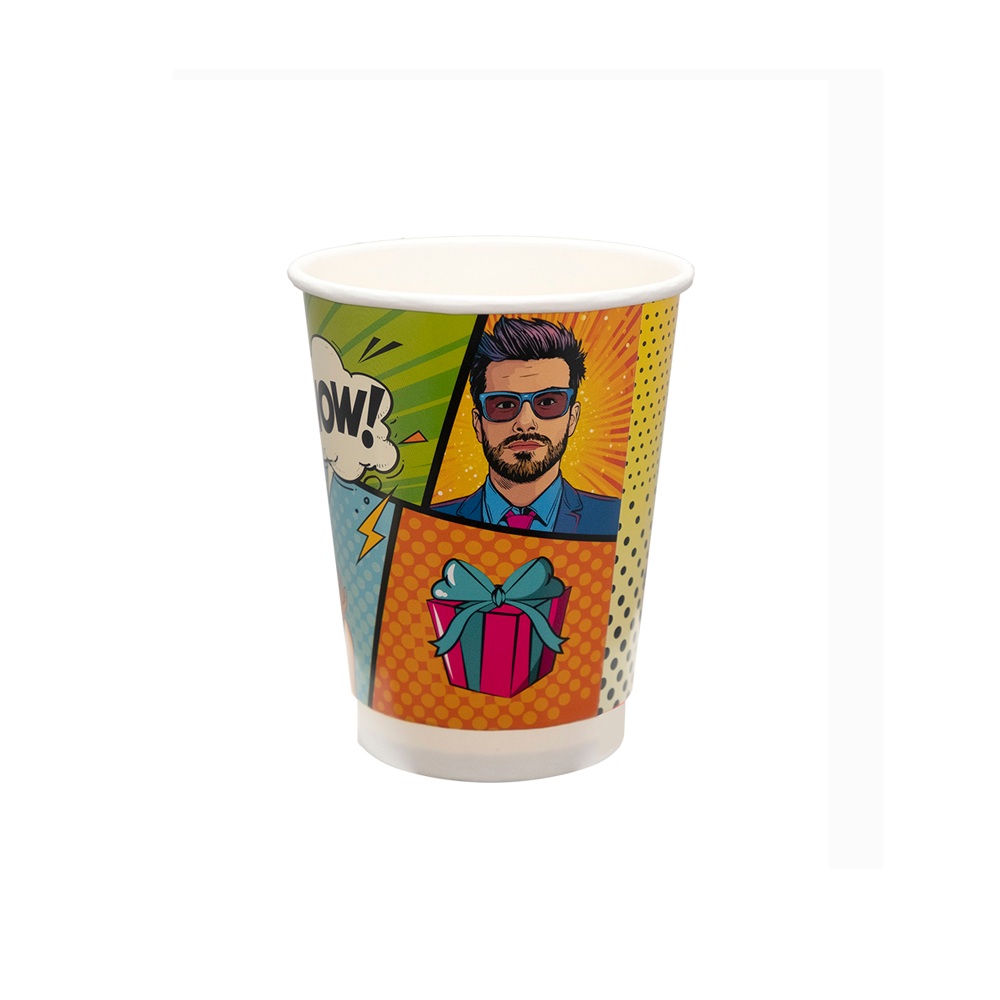 Ποτήρι Χάρτινο Διπλού Τοιχώματος The Wow Cup 250ml 8oz Φ80mm DW-8 25τμχ Tefaco 114234 - 