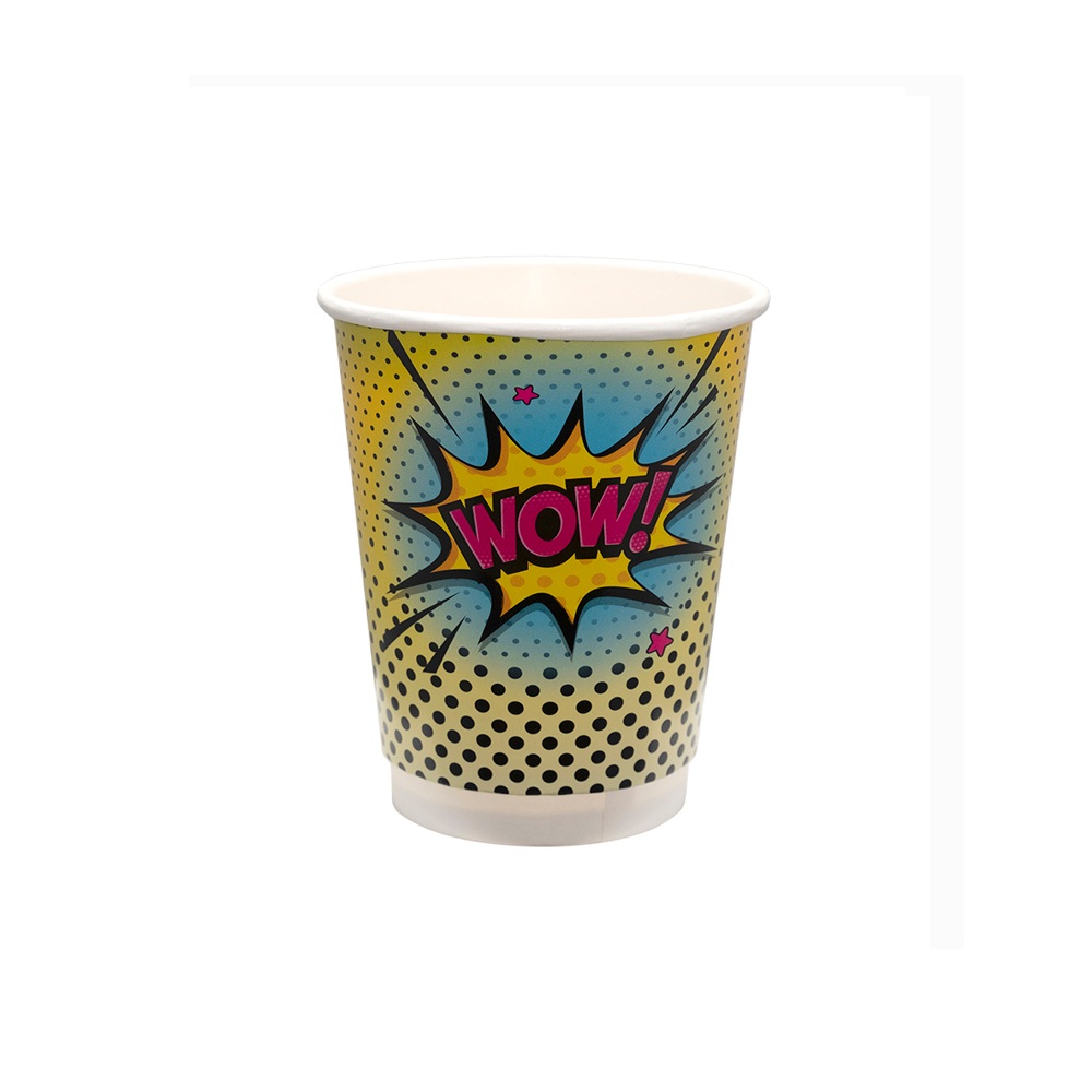 Ποτήρι Χάρτινο Διπλού Τοιχώματος The Wow Cup 250ml 8oz Φ80mm DW-8 25τμχ Tefaco 114234 - 2