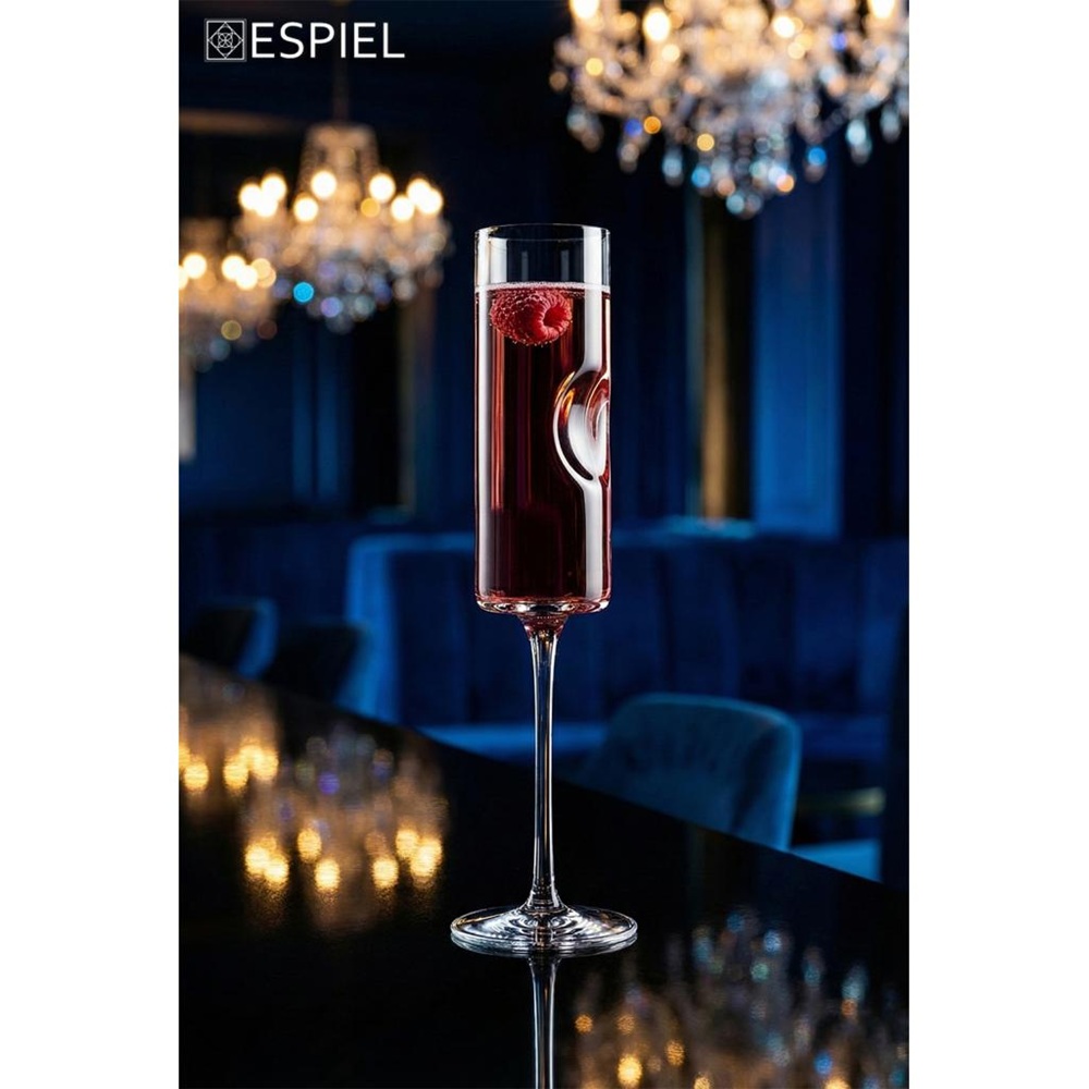 Ποτήρι Σαμπάνιας Slim Dot Γυάλινο Διάφανο 220ml 7x26cm Espiel LEG265 - 2