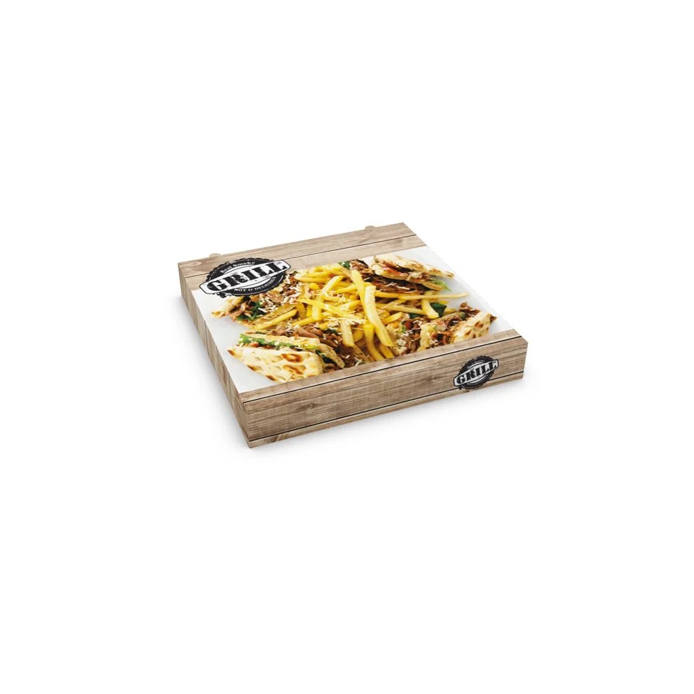 Κουτί Ψητοπωλείου Grill Χάρτινο Metalised PET Για Μεγάλη Σκεπαστή Πίτα Τ26 26x26x4cm Intertan QSF26G - 