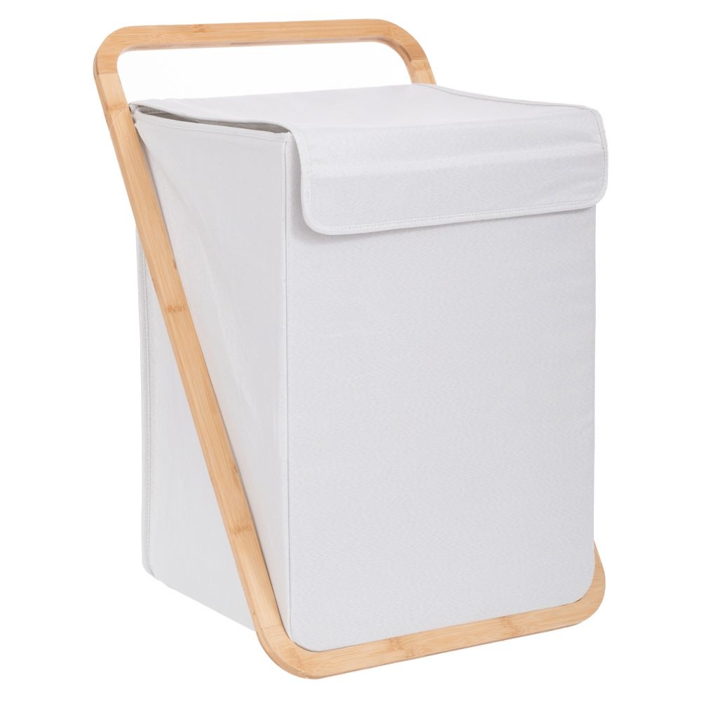 Καλάθι Απλύτων Υφασμάτινο Κρεμ 40x40x60 cm με Καπάκι Ai Decoration 93061 - 