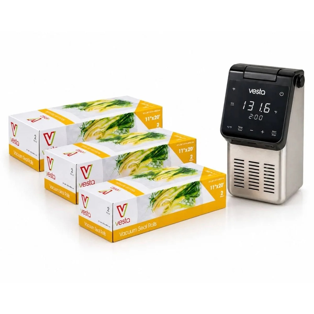 Συσκευή Sous Vide με WiFi 1200W με Δώρο 6 Ρολά Vacuum 28cm x 6m Vesta Precision Imersa Elite SV81-BK.101212 - 