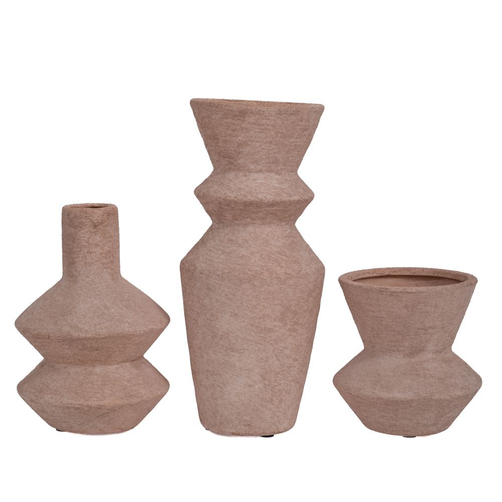 Σετ 3 Βάζα Κεραμικά Μπεζ S/M/L σε Κουτί Δώρου Ai Decoration 92955 - 3