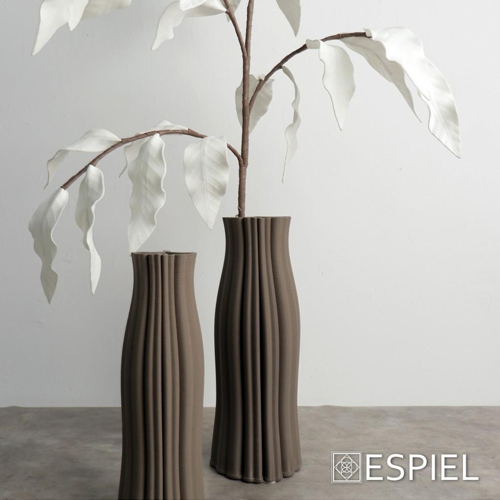 Βάζο Διακοσμητικό Πορσελάνης Ανάγλυφο Καφέ 9,5x9,5x28cm Espiel TPR104 - 2