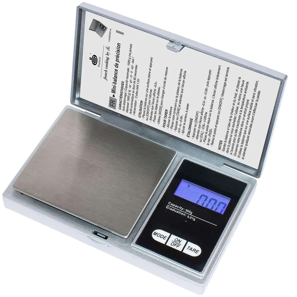 Ζυγαριά Ακριβείας Ψηφιακή 500g x 0,01g με LCD Οθόνη Allafrance 97000-004-ca - 