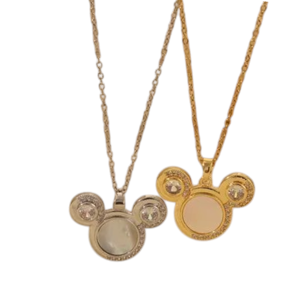 Γυναικείο Κολιέ Mickey από Ανοξείδωτο Ατσάλι με Μαργαριταρένια Λεπτομέρεια - 2