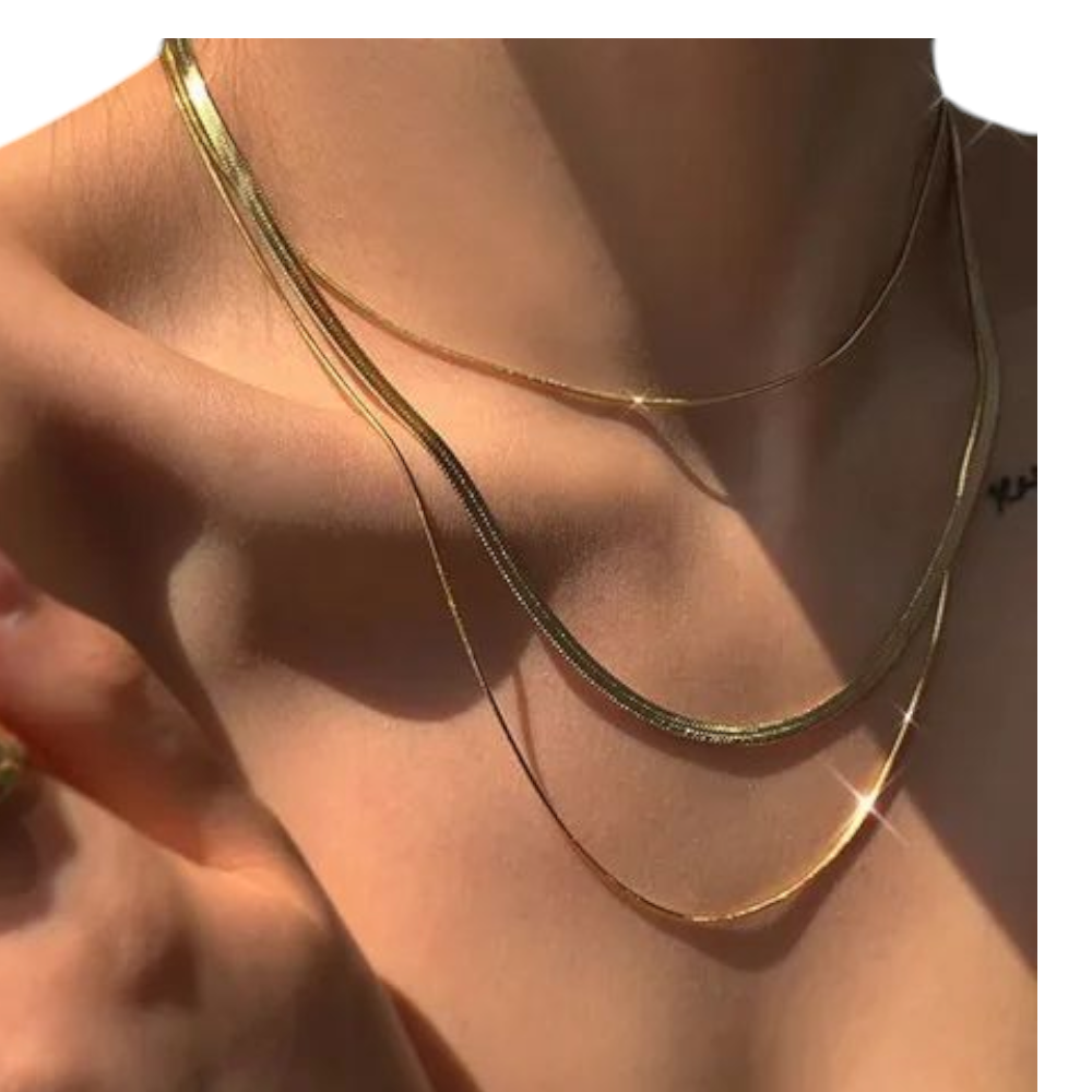 Σετ Τριών Χρυσών Snake Chain Κολιέ – Ανοξείδωτο Ατσάλι - 