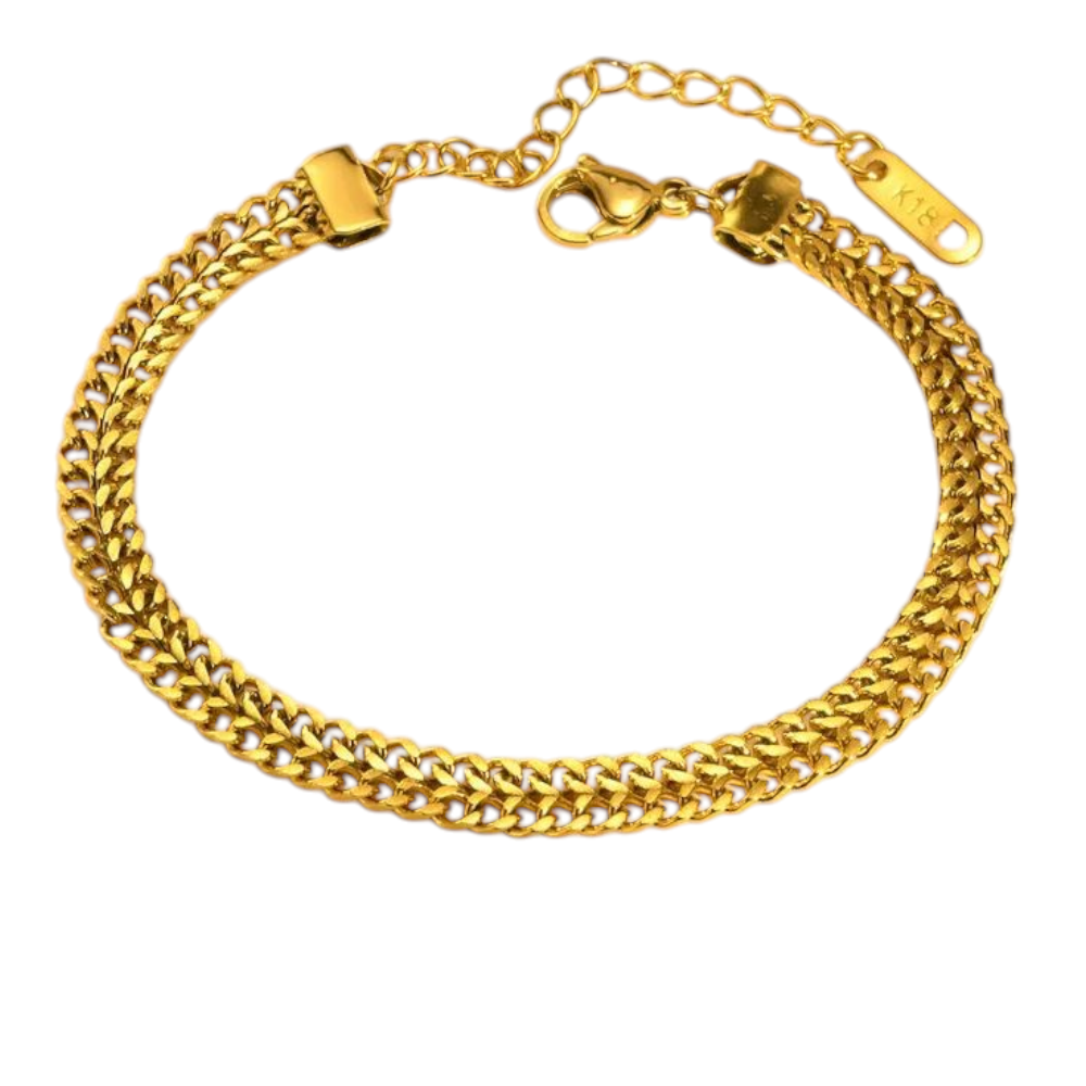 Χρυσό Βραχιόλι “Double Chain” από Ανοξείδωτο Ατσάλι - 