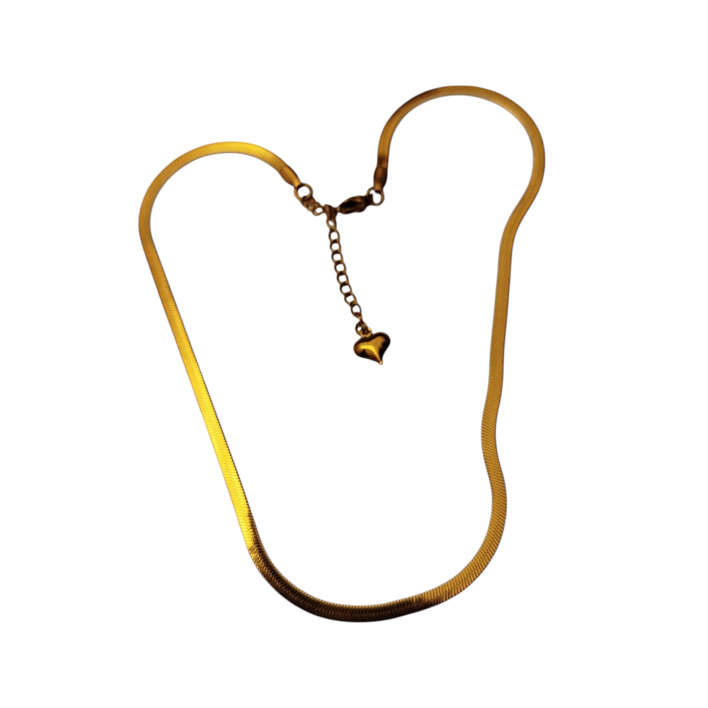 Κολιέ Snake Chain με Καρδιά – Ανοξείδωτο Ατσάλι Χρυσό - 