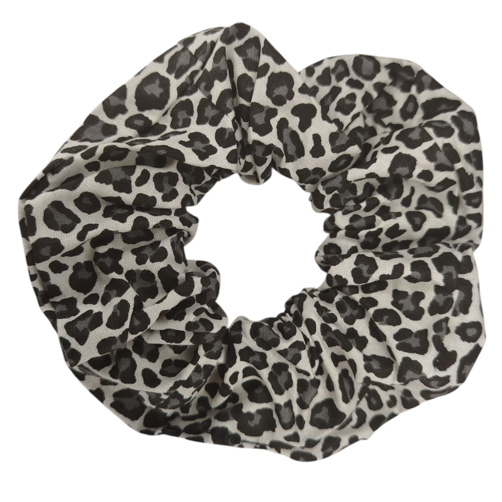 Βαμβακερά Scrunchies με Prints – Απαλά Λαστιχάκια Μαλλιών με Σχέδιο - Ασημί 