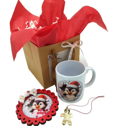 Christmas Gift Set: Mug, Handmade Coaster, and Christmas tree Ornament - 1