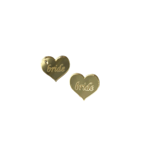 Gold heart shaped plexiglass charm for 'Bride' bracelet - 2