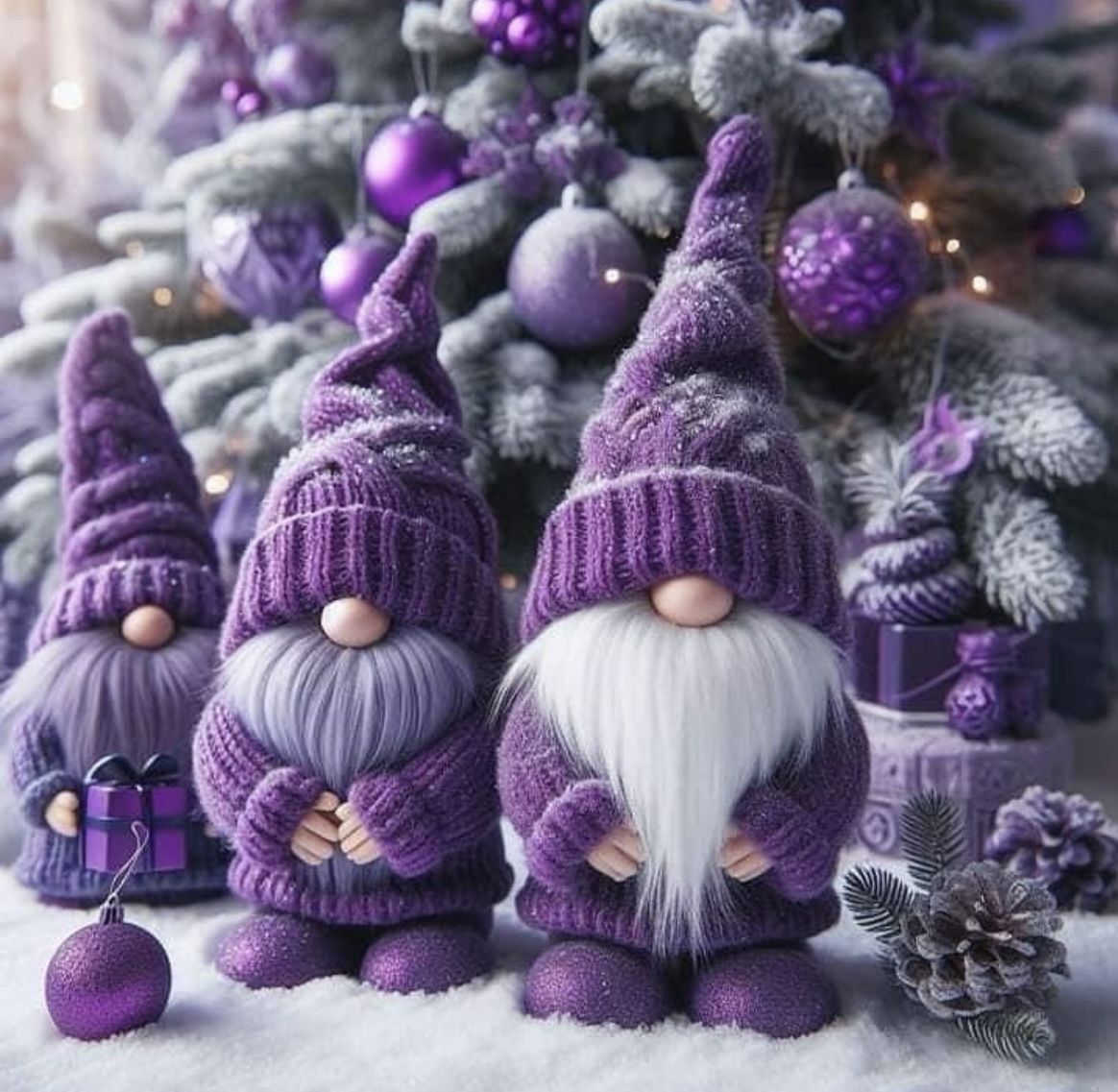 Χριστουγεννιάτικο στολίδι "Gnomes under purple" - 3