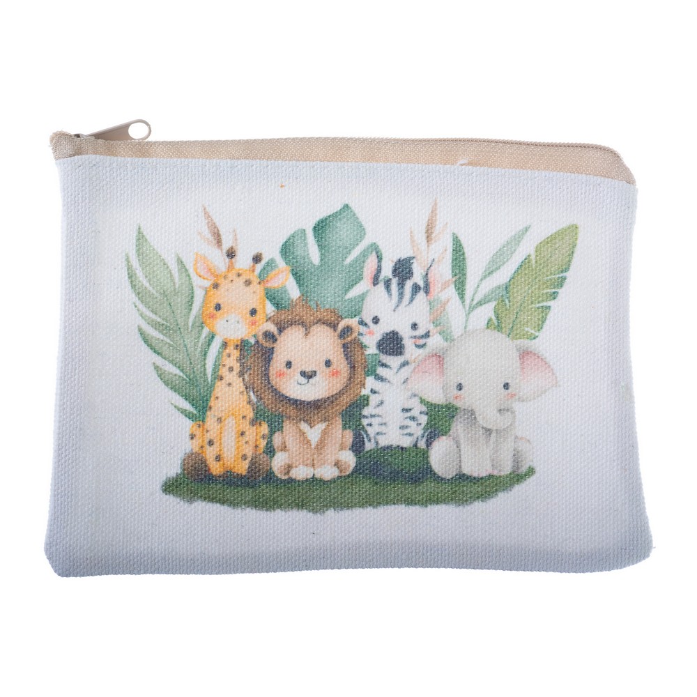 Baptism Favor Wallet-Pencil Case with Jungle Themed Print - 2