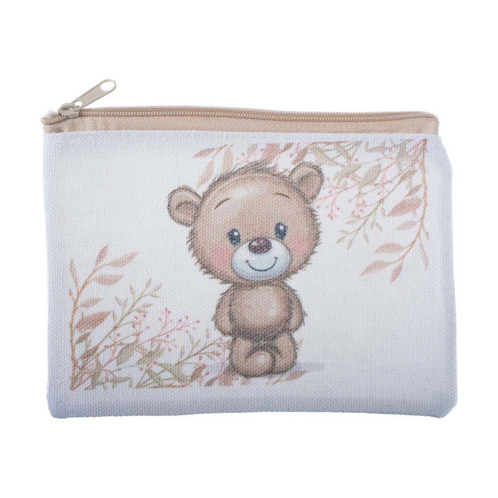 Baptism Favor Wallet-Pencil Case with Teddy Bear Themed Print - 2