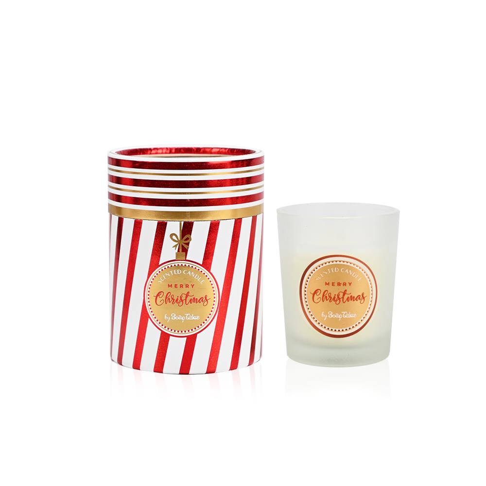 Christmas with white and red stripes Candle 60g by Soap Tales - 5