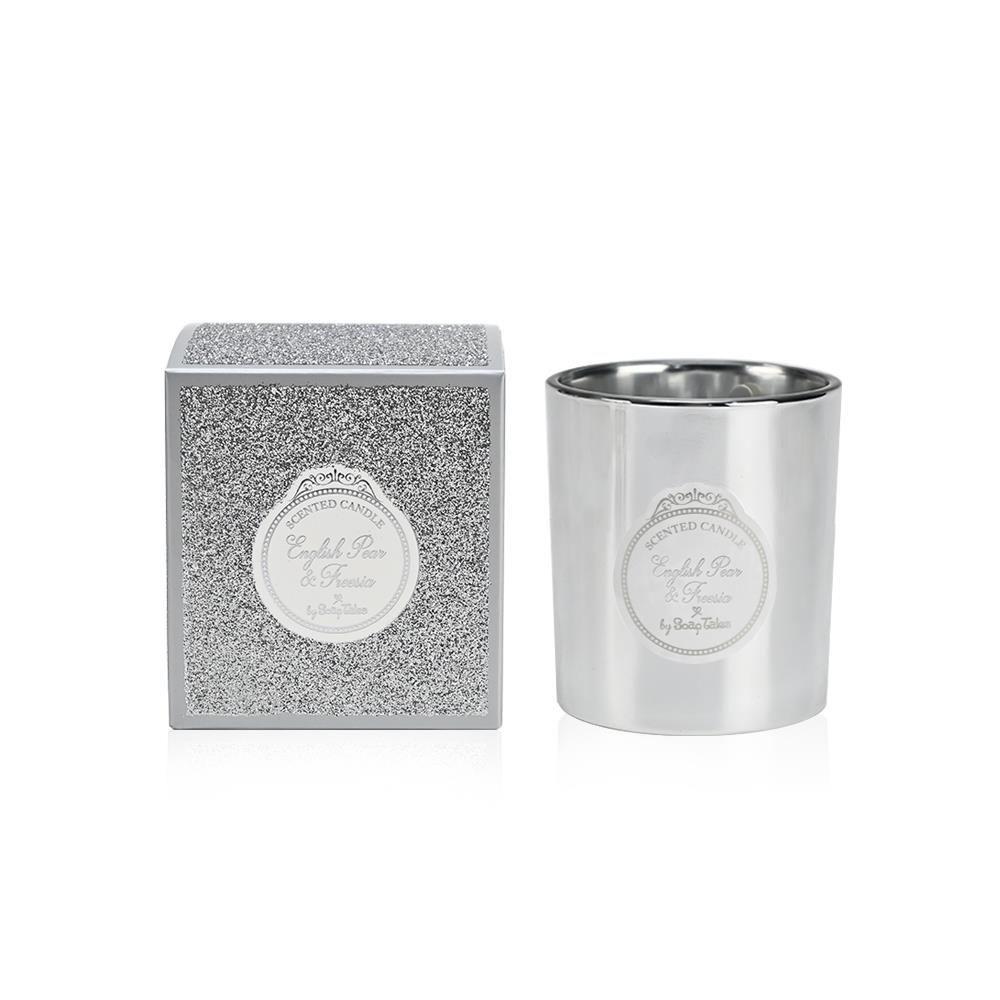 Candle in a silver glitter box, by Soap Tales - 