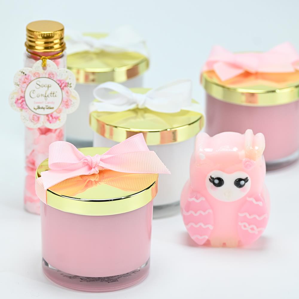 Pink candle with a golden lid - 4