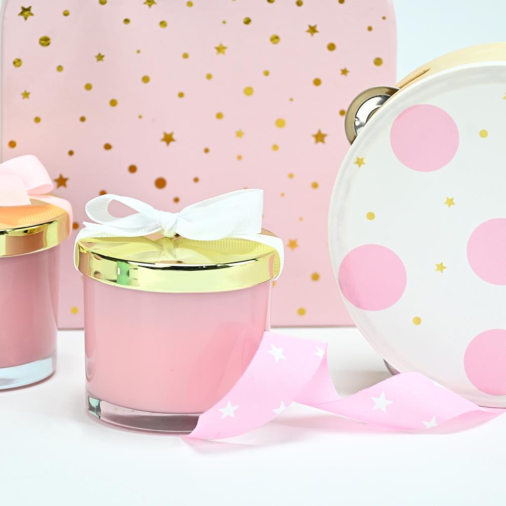 Pink candle with a golden lid - 5