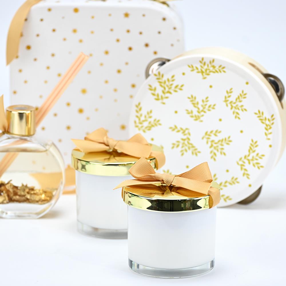 White candle with a golden lid - 3