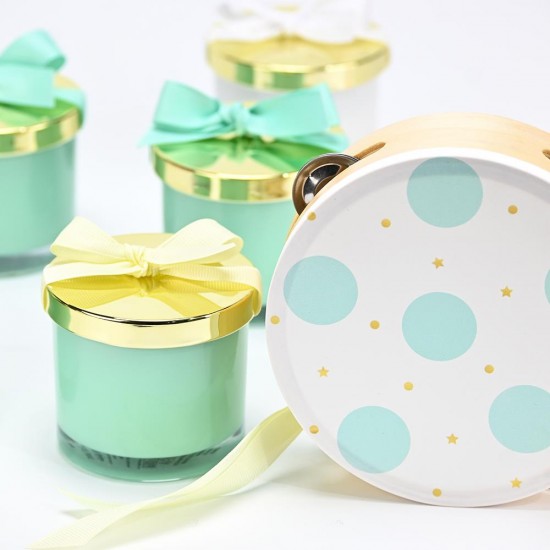 Mint Polka Dot Tambourine Favor - 2