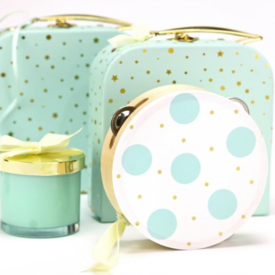 Mint Polka Dot Tambourine Favor - 1