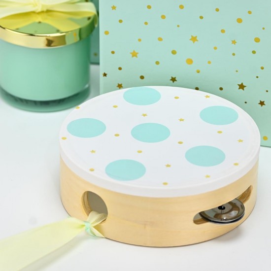 Mint Polka Dot Tambourine Favor - 3