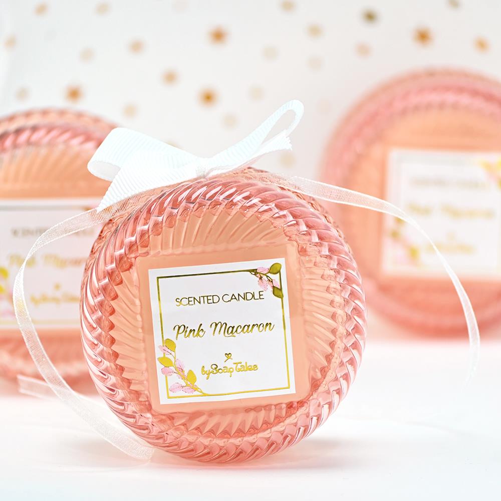 Pink macaron scented candle favor - 