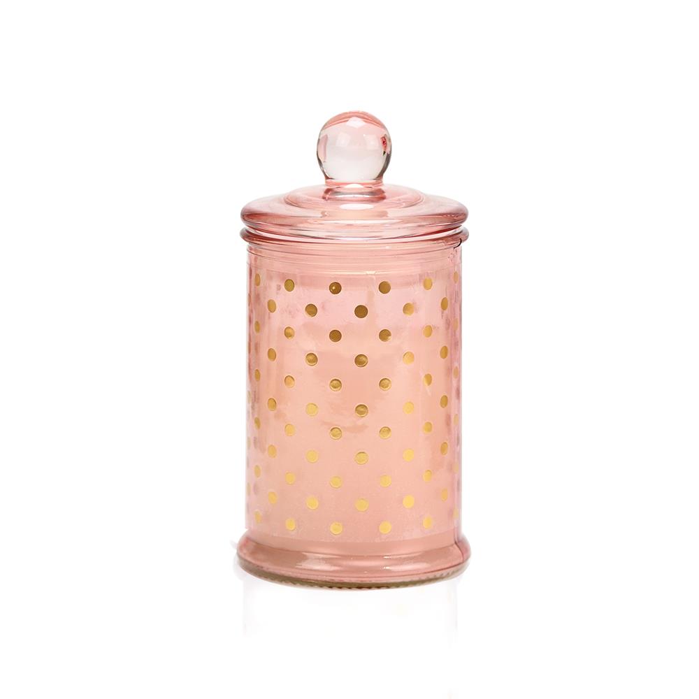 Tall Glass Candle in Rose Gold with Polka Dots  - 1