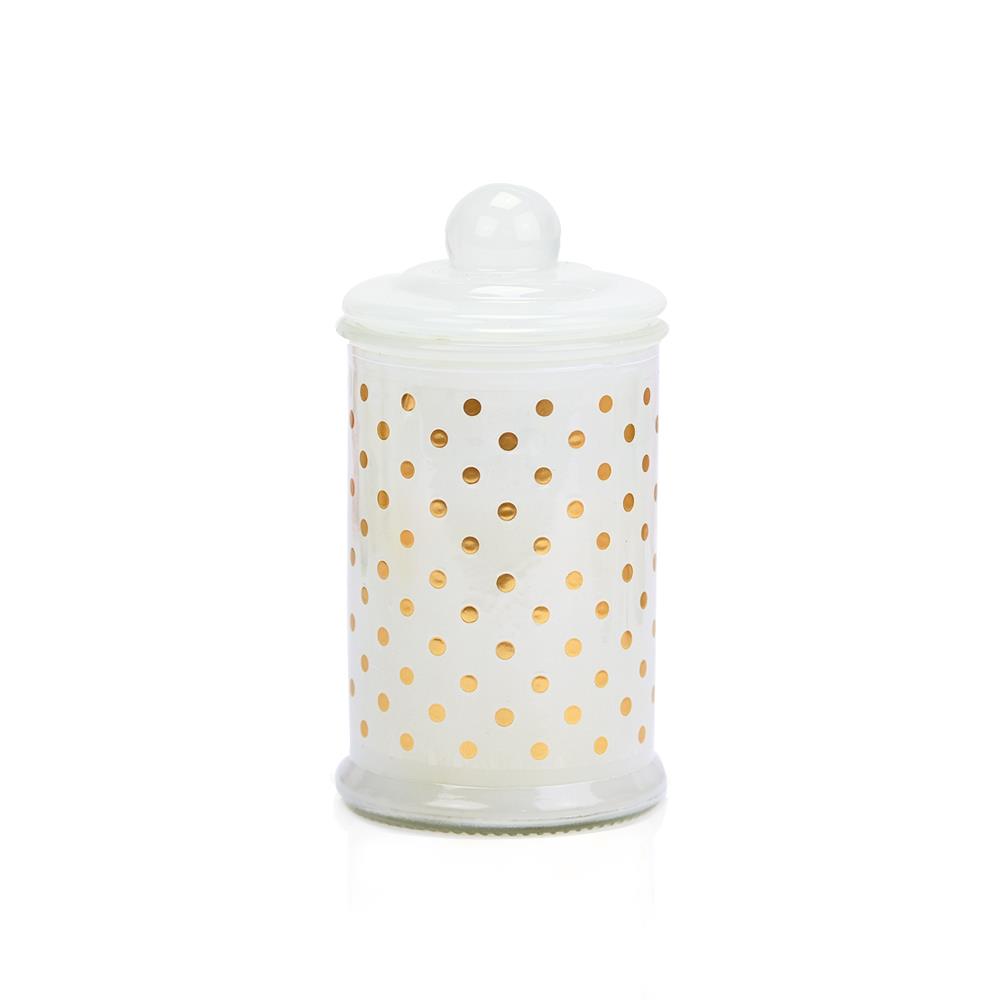 Tall Glass Candle in Gold with Polka Dots - 1