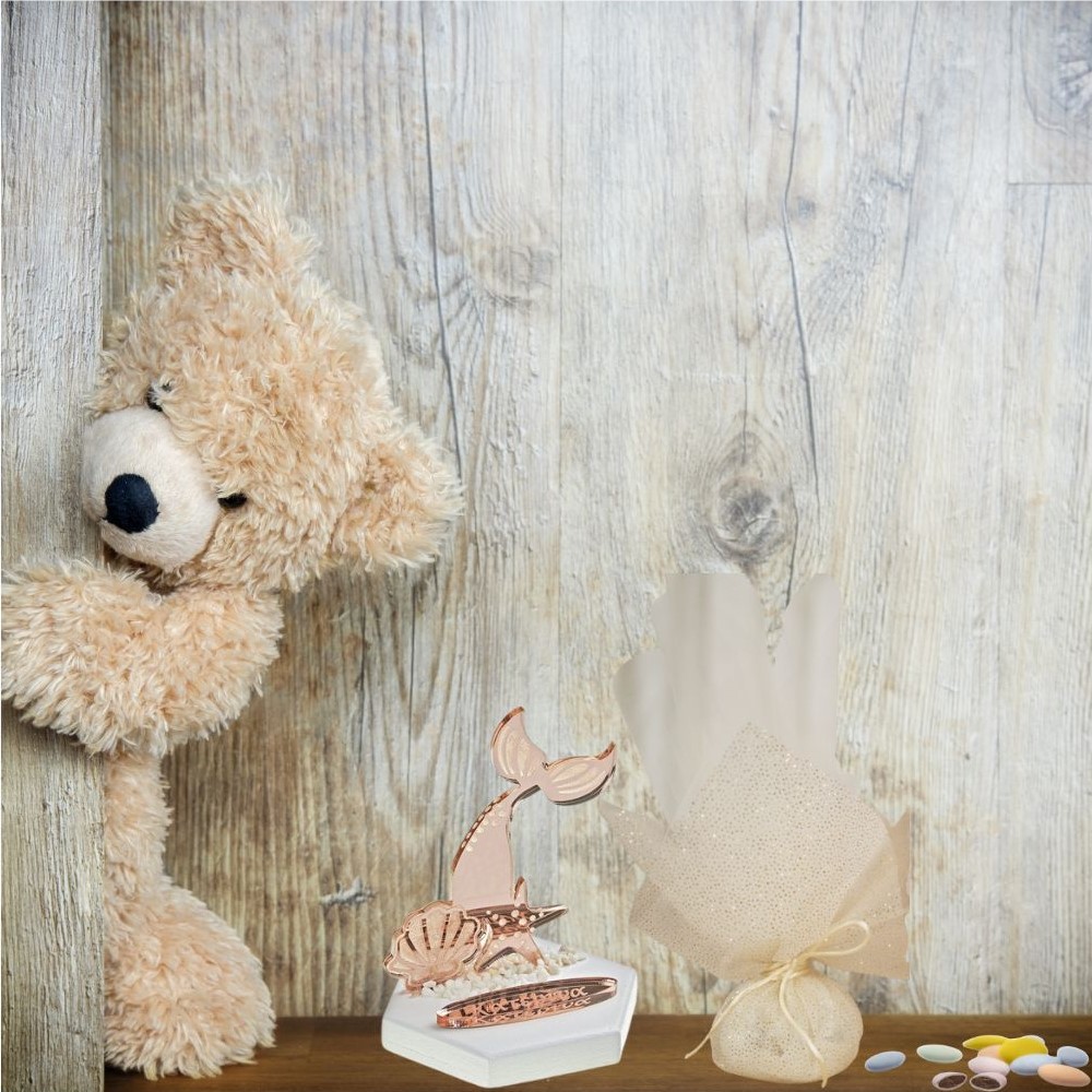 Baptism favor pebble Mermaid with name - 1