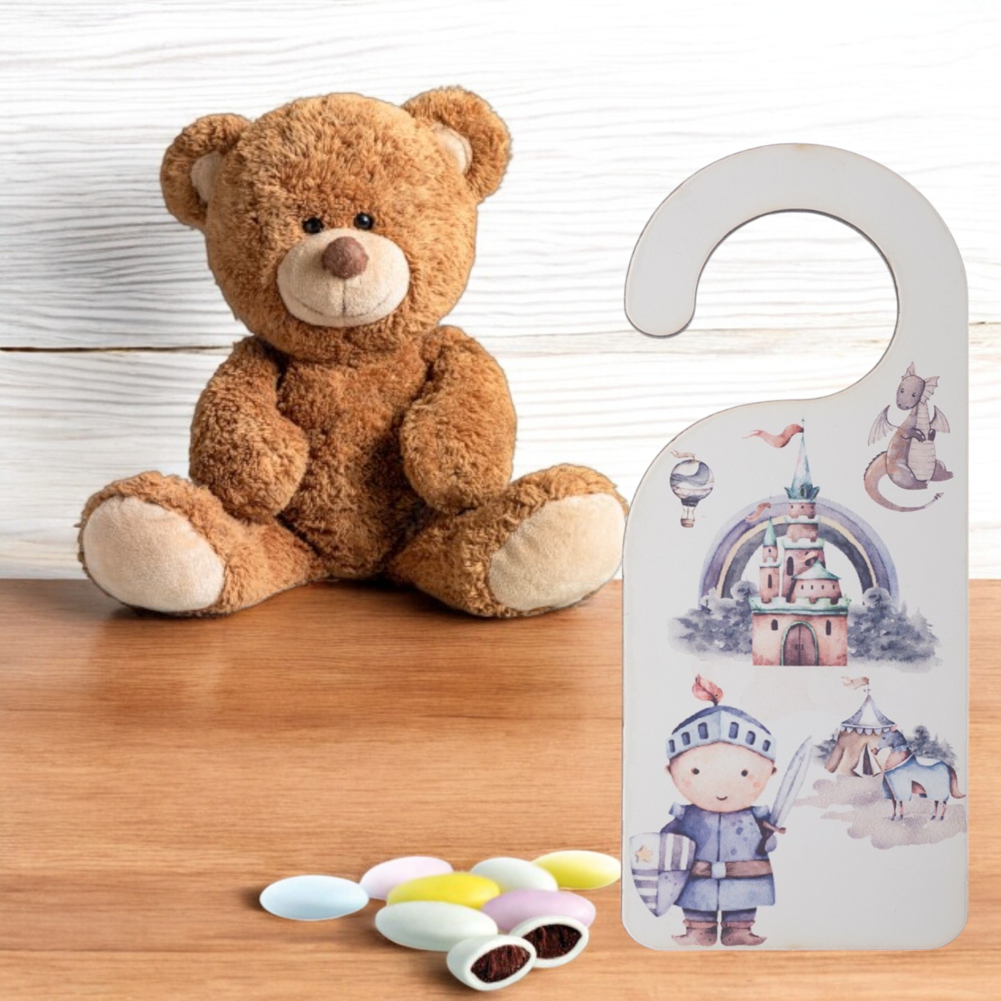 Baptism favor wooden door decoration knight - 1